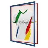 PCH[art] Trikotrahmen mit Drehtür in Vereinsfarben|Farbe: Blau-Rot|Rückwand weiß|UV-Schutz Kunstglas|MDF Rahmen|Magnetverschluss|für Fußballtrikots & Fanartikel