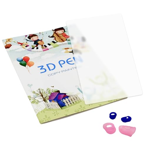 Libro da disegno con penna 3D, riutilizzabile,Riutilizzabile, Include 40 Modelli di Carta Spessa e 1 Piatti Trasparenti, Ideale per Creare Graffiti 3D, Regalo Creativo per Bambini