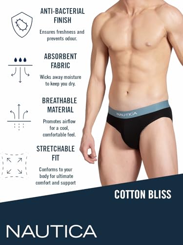 Image of Nautica Men's Cotton Blend Classic Solid Briefs