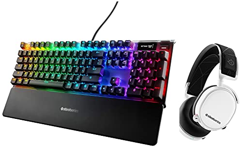 Image of SteelSeries Arctis 7 (White) Headset & Apex 7 (Red Switch) Keyboard | Cutting-Edge Technology Specifically to Improve Gaming Performance