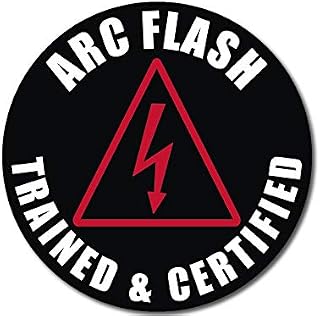 Round Arc Flash Trained and Certified Sticker (Logo Electrical Voltage Electrician)