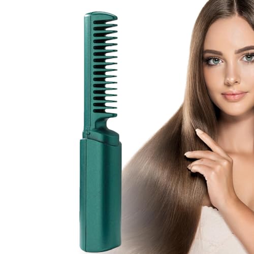 Minii Piastra Capelli Ricaricabile, 2 in 1 spazzola lisciante portatile senza fili con 3 temperature regolabili, pettine arricciacapelli, Pettine Lisciante, per Capelli da Viaggio Uomo e Donna