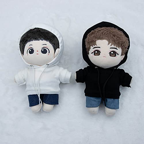 niannyyhouse Loose Solid Hoodie Jeans Glasses Tall Leather Shoes 10cm 15cm 20cm Plush Doll Clothes Soft Stuffed Plush Toy Dress Up Accessories (a4, 20cm) by niannyyhouse - Used condition - Image 5