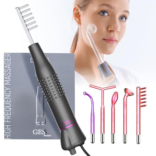 Gess Darsonval 5 In 1 - Asta Ad Alta Frequenza Per Capelli E Viso, Gas Argon E Gas Neon, Rimozione Dell'Acne, Prevenzione Della Caduta Dei Capelli, Ra