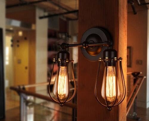 Best to Buy Industrial Edison Simplicity Light 180 degree Rotating Wall Lamp Aged Steel Finished, do not fade, fine workmanship--White,5500-6000K (2 heads)