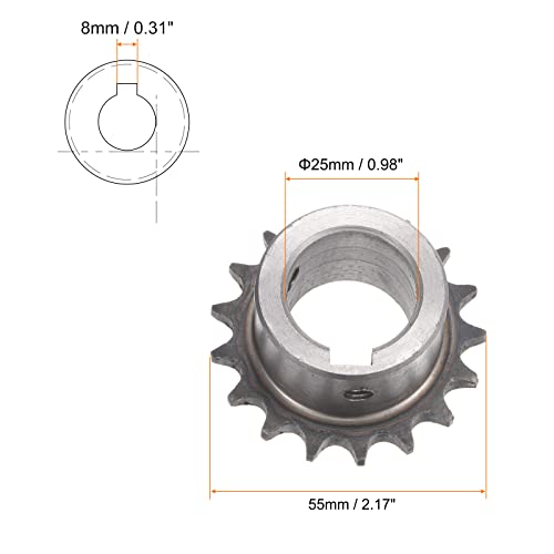 sourcing map 06B Rollenkettenrad 17T Teilung 3/8 25mm Bohrung A3 Kohlenstoffstahl