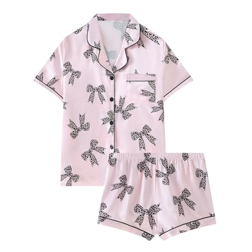 Image of Women's Tiger Print Collared Short Sleeve Pajama Set with Matching Cardigan and Shorts for Cozy Home Wear Womens Winter Pyjamas Pyjama Sets For Women Uk Women'S Lounge Baggy Jumpers