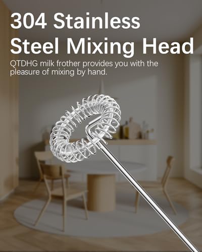 Image of Rechargeable Milk Frother with Stand, Handheld Coffee Electric Whisk, Detachable Stainless Steel Frother Wand, Coffee Frother & Drink Mixer for Latte, Cappuccino, Hot Chocolate,Egg(Silver Deep)