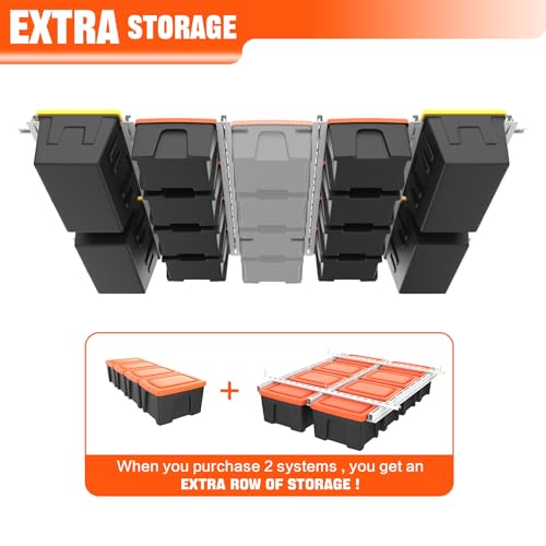 TORACK Garage Ceiling Bin Storage Rack, Overhead Tote Storage Rail System Heavy Duty Adjustable Tote Slide Rails Garage Bins Storage System(White, Bins are not included) by TORACK - Image 4