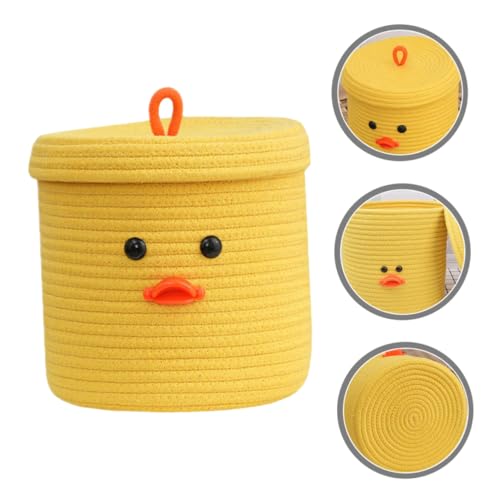 Panier de rangement en corde de coton jaune pour accessoires divers et décoration - 8
