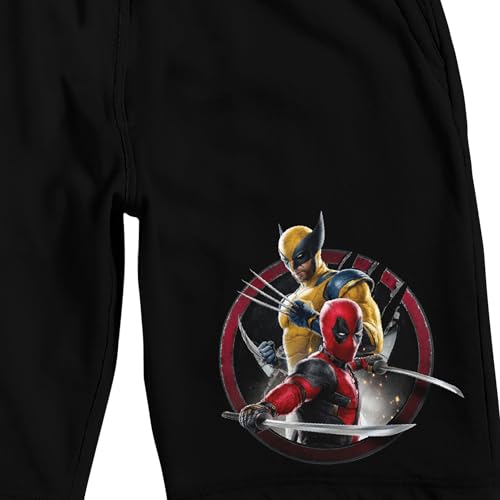 Deadpool & Wolverine Character Circle Adult Black Sleep Pajama Pants2
