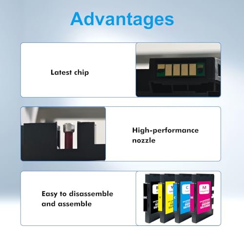 Goadper SG500/SG1000 Sublimationstinte Tintenpatrone Kompatibel mit Sawgrass Virtuoso SG500 SG1000 Sublimation Printer （Schwarz, Magenta, Gelb, Cyan）