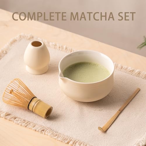 Ochcahser Matcha Set, Japanese Tea Set Includes Matcha Bowl with Spout, Matcha Whisk Holder (chasen), Bamboo Matcha Whisk and Bamboo Scoop, Ceramic Matcha Kit for Tea Lovers by Ochcahser - Image 2