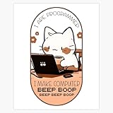 I are Programmer I Make Computer Beep Boop Beep Beep Boop (Cute cat Programmer Orange) 5' Removable Magnetic Bumper Sticker | Heavy-Duty Vehicle Magnet
