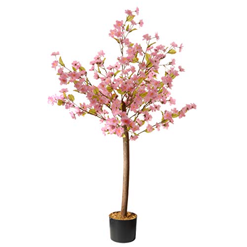 National Tree Company Artificial 4 Foot Cherry Blossom Light Pink Fake Flower Tree Plant - Indoor And Outdoor Plant Includes Pot Base #TOP9