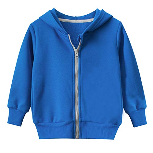 Machbaby Veste polaire à capuche chaude pour garçon et fille avec fermeture éclair - Bleu - 4-6 ans Cover