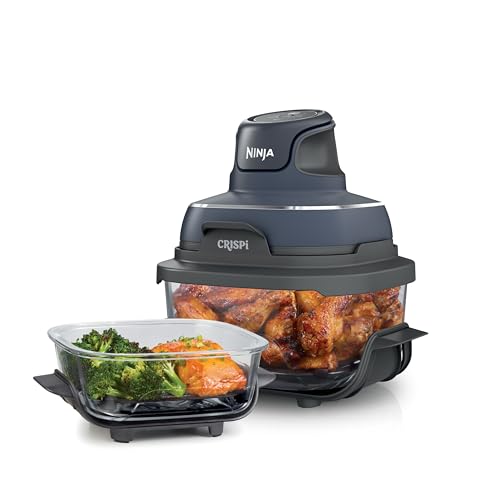 Comparison: Best Air Fryers For One Person 10 Ninja Crispi 4-in-1 Portable Glass Air Fryer Cooking System, 1500W, 4QT & 6-Cup TempWare Glass Containers with Storage Lids, Microwave, Freezer & Dishwasher Safe, Cyberspace Gray, FN101GY