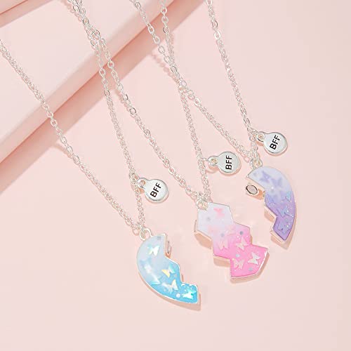 Best Friend Necklaces for 3 Matching Heart Pendant Magnetic Bff Friendship Necklace2