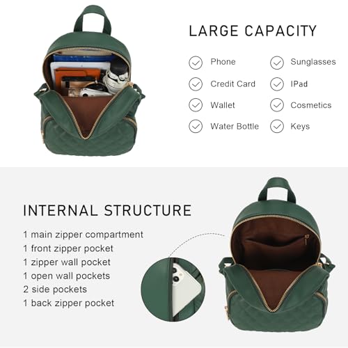 Image of Quilted Small Backpack for Women PU Leather Casual Handbag Daypack Purse | Stylish Quilted Design, water-resistant premium PU leather, matches all daily outfits, lightweight for everyday carry