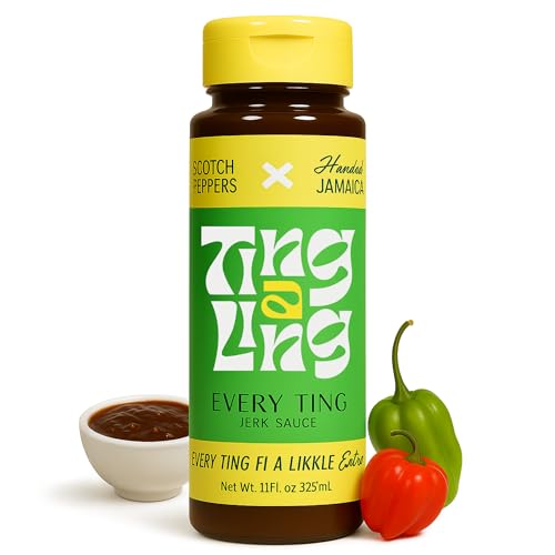 Every Ting Jerk Ting A Ling Jerk Sauce | Jamaican Scotch Bonnet Pepper Sauce with Spices | jerk seasoning jamaican style Sweet & Spicy Finishing Sauce for Chicken, Veggies, Rice & More | 11 oz
