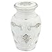 Grace White Keepsake Cremation Urn for Ashes, Brass, White and Silver Urn, Keepsake Sized Cremation Urn, 3 Inches High