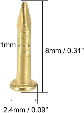 sourcing map Tiny Brass Nails 1.2mmx8mm(DXL) for Wooden DIY Decorative Pictures Boxes Household Accessories Brass Tone 100pcs - Image 3