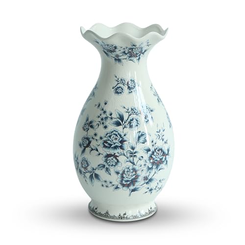 Modern Large Table Ceramic Blue and White Flower Vase -14.6
