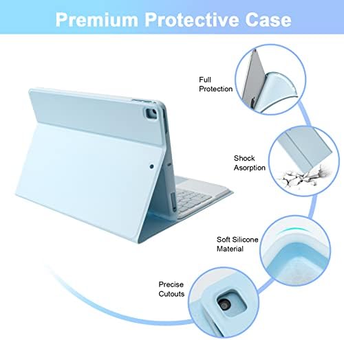 10.2&10.5 Inch iPad Keyboard Case with Touchpad, LAMA Wireless Keyboard for 10.2&10.5" iPad(9th 2021/8th 2020/7th Generation 2019, iPad Air 3 2019,iPad Pro 2017)Detachable Keyboard &Pencil Holder,BL