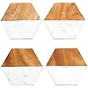 Creative Co-op Marble & Mango Wood Hexagon Coasters (Set of 4 Pieces)