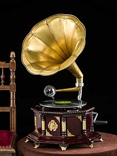 Grammophon Aubaho mit 70 cm Trichter für Schellackplatten im Antikstil
