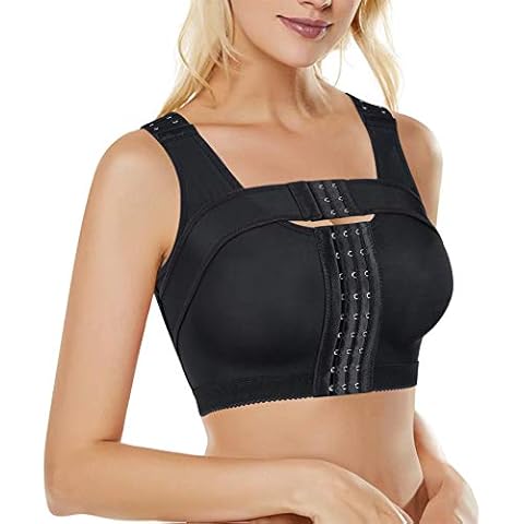 BRABIC Women’s Front Closure Bra Post-Surgery Posture Corrector Shaper Tops with Breast Support Band (Black, M) Cover