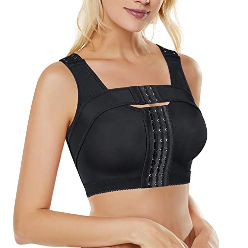BRABIC Women’s Front Closure Bra Post-Surgery Posture Corrector Shaper Tops with Breast Support Band (Black, L) Top 10 Best Uzzo Posture Correctors - Our Recommended