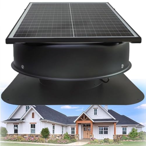 Image of Solar Powered Attic Roof Exhaust Fan Large Air Flow Solar Roof Vent Fan,Low Noise And Weatherproof，Thermostat Controlled 565x565x250mm