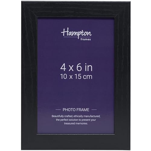 Hampton Frames, Oxford Picture Frame, 4x6 Inch (10x15cm), Black MDF, Acrylic Front | Freestanding or Wall Mount | Modern Photo Display for Home or Office Decor