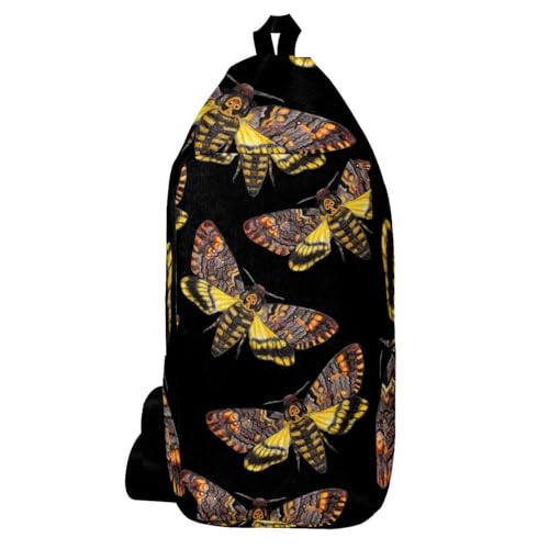 Sac à dos à bandoulière papillon de mort multicolore 16x36cm pour hommes et femmes