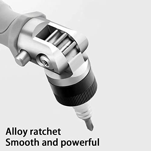 Indprod 11 In 1 Ratchet Screwdriver,Portable Multi-Purpose Screwdriver,With 1/4" S2 Double-Headed Phillips, Slotted, Square, Torx And Combo Bits,Magnetic Head,Adjustable Screwdriver Repair Tools #TOP5
