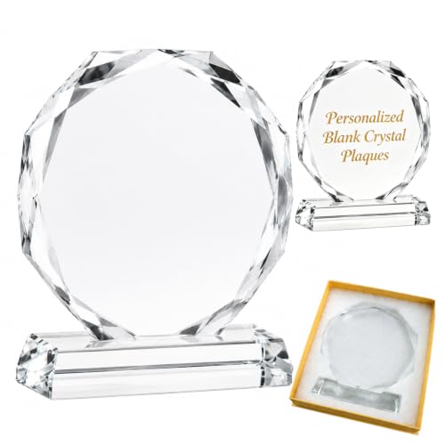Mipcase 5.9 Inch Engravable Crystal Award Plaque for Employee Recognition