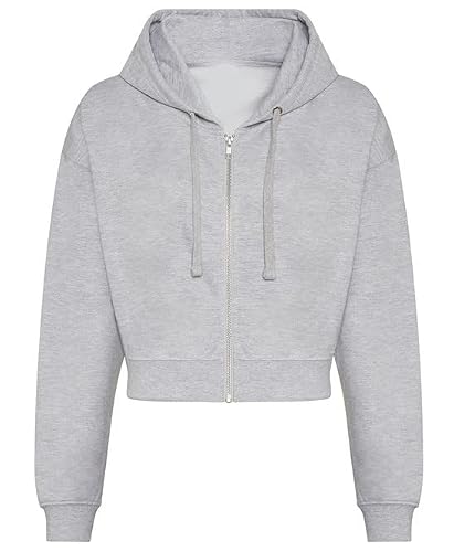 Image of COOZO Ladies Cropped Zipped Hoodie - Heather Grey - XS
