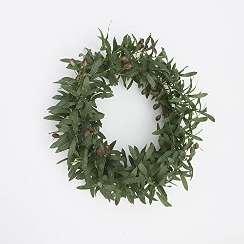 Ansuma 24” Artificial Olive Wreath Green Leaves Front Door Wreath Garland Olive Branch Ornaments Hanging Decoration For Home Wedding Party Wall Window Decor #TOP2