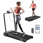 Costway 2 in 1 Folding Treadmill, 140 kg Capacity Under Desk Walking Pad with Remote & APP Control and LED Display, 1-12KM/H Portable Compact Treadmill for Home and Office