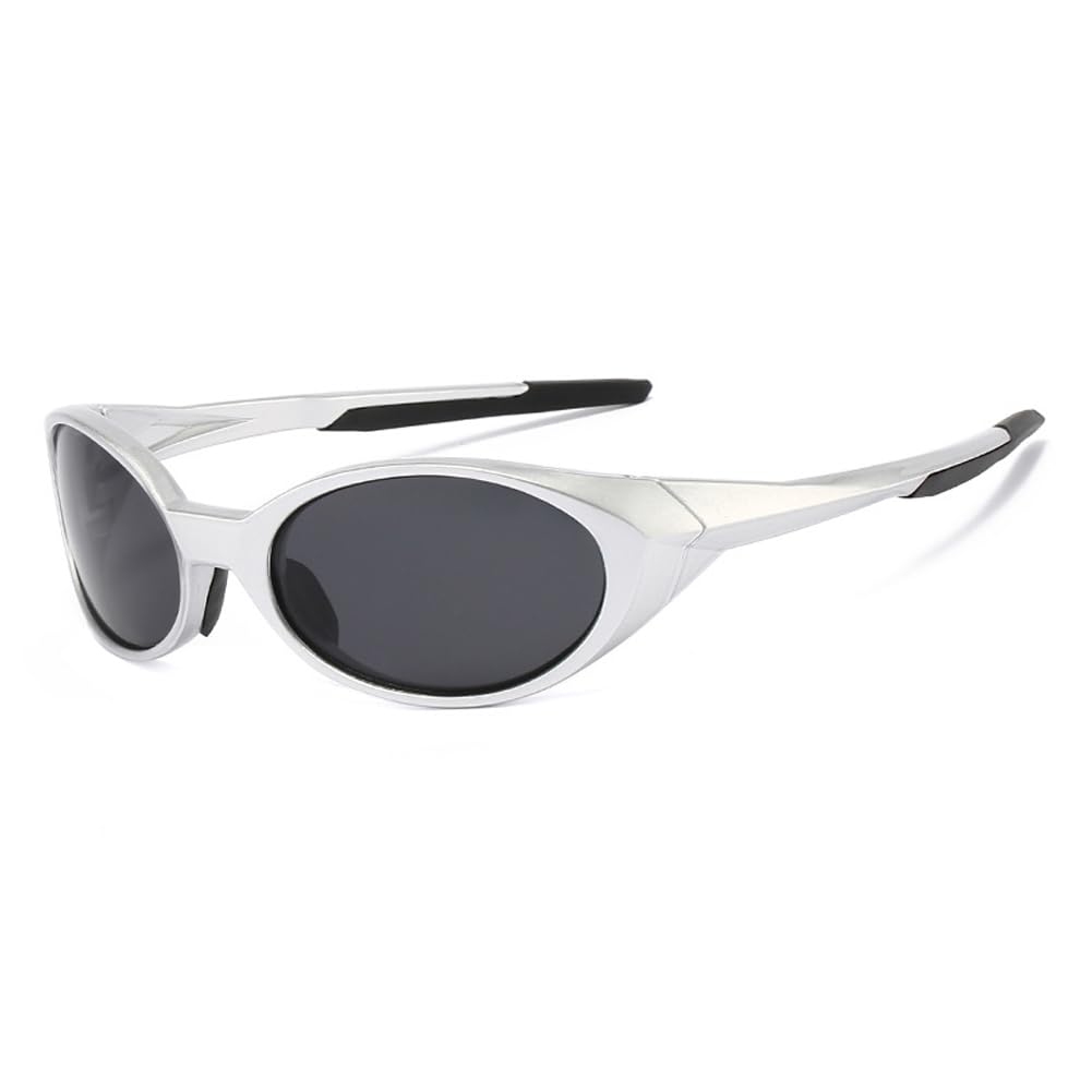 Polarized Sports Sunglasses Mens UV400 Protection Mirror Lenses Oval Frame Sun Glasses Personality Sunnies Running Bike Driving Fishing