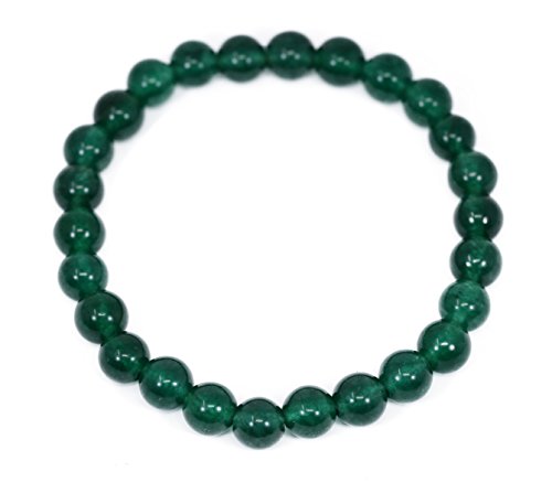 LovelyBead Gemstone Bracelets Natural Genuine Gemstones Birthstone Handmade Healing Power Crystal Beads Elastic Stretch 8mm 7.5 Inch Unisex (Emerald Green Jade)