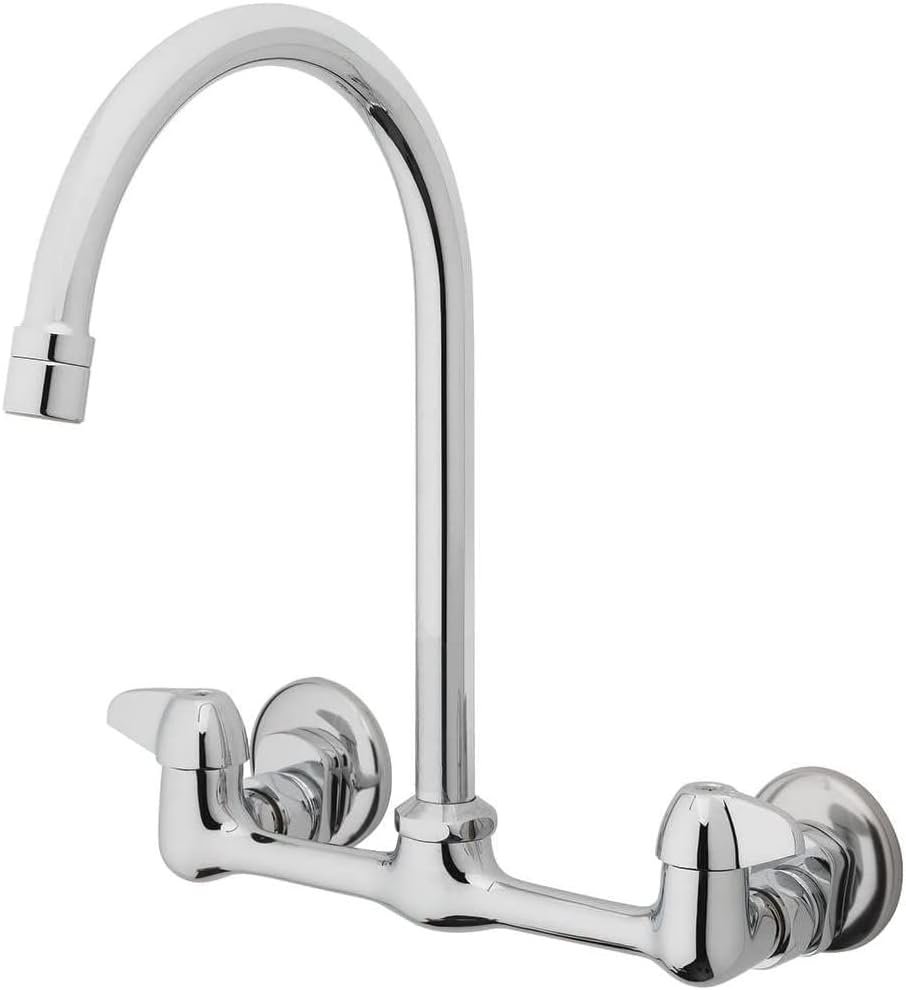 Homewerks 3190-40-CH-BC-Z Two Handle High-Arc Wallmount Kitchen Faucet