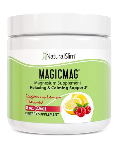 NaturalSlim MagicMag Magnesium Citrate Powder for Stress Constipation Muscle & Heart Health Better Rest & Digestive Support Magnesium Supplement for Women and Men 8 oz Raspberry Lemon