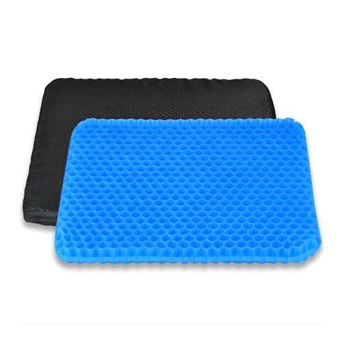 Image of Ultra-Soft Jelly Gel Seat Cushion for Office Chair & Driving - Honeycomb Silicone Cooling Pad for Tailbone & Sciatica Pain Relief - Ergonomic Support for Car & Home (Black) (Rectangular)