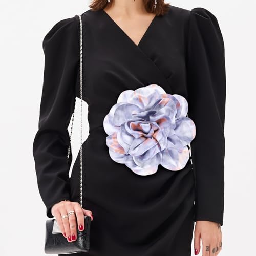 Image of M METERXITY Extra Large Rose Flower Brooches, Lapel Pins Dainty Satin Fabric Big Camellia Oversized Brooch Pin for Women