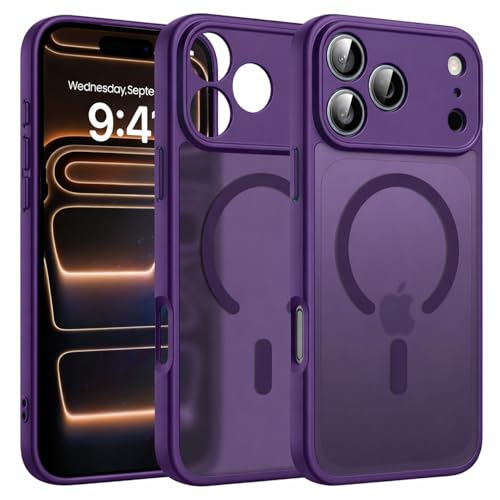 Image of Elzzi Magnetic Magsafe for iPhone 17 Pro Case (Compatible with MagSafe) Slim Translucent Matte Shockproof with Anti-Fingerprint Phone Case, Deep