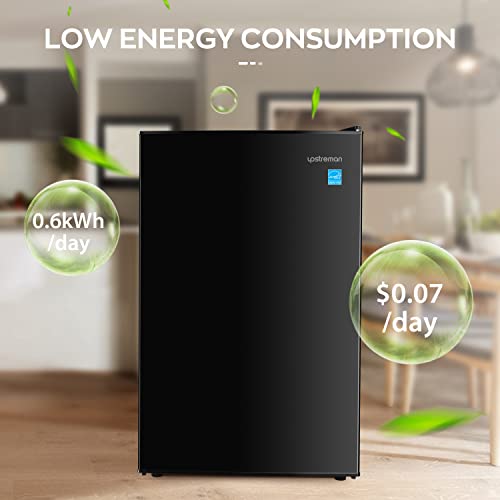 Upstreman 4.5 Cu.ft Compact Fridge With Freezer, Single Door Mini Fridge, Adjustable Thermostat, Low Noise, Energy-Efficient, Compact Refrigerator For Dorm, Office, Bedroom, Black-Fr45 #TOP5