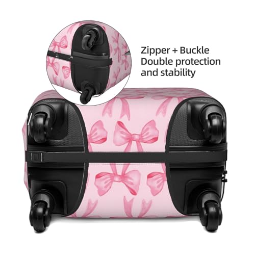 Travel Luggage Cover Pink Bows, High Elasticity Washable Travel Baggage Protector Case Fits 26-28 in4