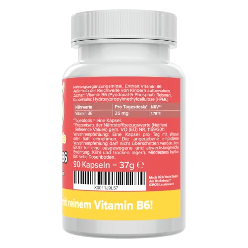 Vitamin B6 Kapseln mit 25 mg P-5-P, hochdosiert und vegan